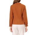 thumbnail image 3 of INSPIRE CHIC Women's Ruffle V Neck Swiss Dots Hollow Out Blouse M Brown, 3 of 6
