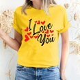 thumbnail image 1 of Pisexur T-shirt de la Saint-Valentin pour Femmes, Imprimé Amour, Manches Courtes, Col Rond, 1 of 5