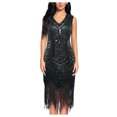 thumbnail image 1 of EGNMCR Robes de Soirée pour Femmes, Robes Formelles pour Femmes, Robe à Col Rond Sans Manches à Paillettes avec Franges et Pompons pour le Printemps et l'Été pour Femmes, Robe de Fête, Banquet, Danse, Robe Courte, Robe pour Femmes, 1 of 3
