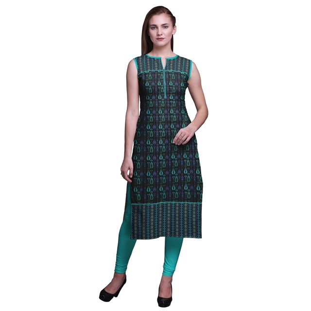 Bimba Kurti Droite Imprimée pour Femmes Sans Manches Tenue d'Été Kurta Tunique Petit
