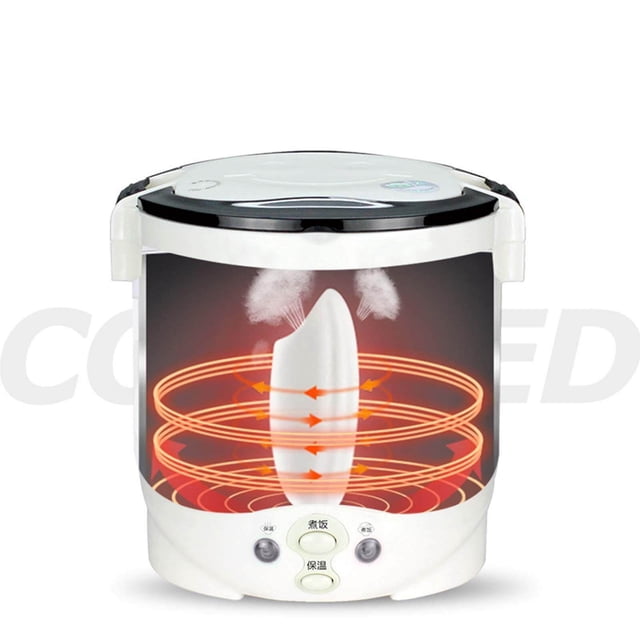 pitrice Small 1L Electric Rice Cooker Porridge Multifunction Steamer Mini for Travel Car 24V