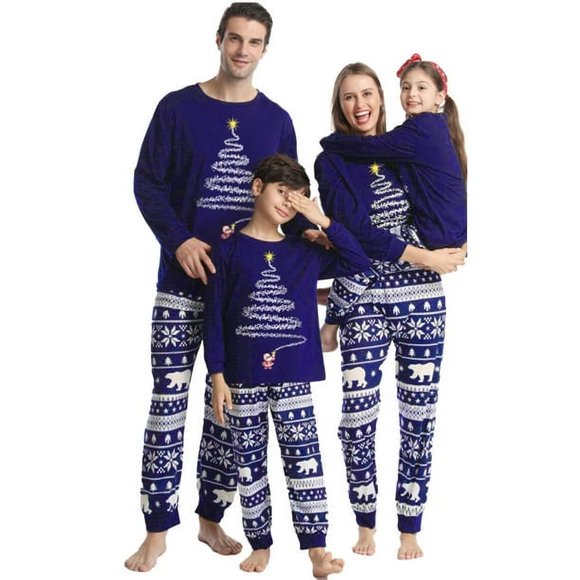 Ensemble de Pyjamas Assortis de Noël pour la Famille Tenue de Nuit Papa Maman Enfants Imprimé Cadeaux de Noël Ensemble de Pyjamas Assortis Pantalon de Détente Haut 2 Pcs