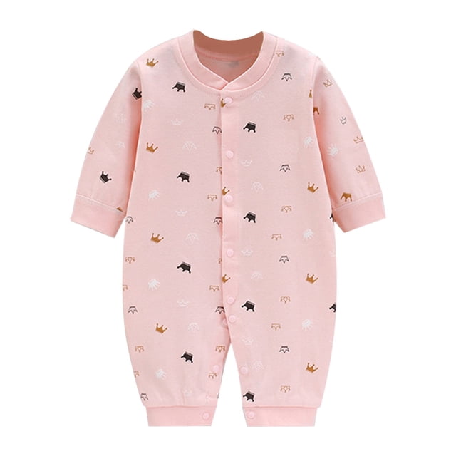 MeetoTime Baby Clothes Cotton Jumpsuits Buttons V-Neck Long Sleeved Long Newborn Infant Rompers Crawling Clothes