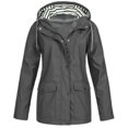 thumbnail image 1 of HTNBO Hooded Solid Color Rain Coats for Women Outdoor Windproof Plus Size Rain Jackets, 1 of 3