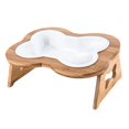 thumbnail image 1 of DOLITY Bone Shape Pets Dogs Bowls Wooden Rack for Medium Dog and Large Cat Pet Supplies White, 1 of 3