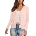 thumbnail image 1 of Womens Long Sleeve Knit Cardigans Lightweight Button Up Cardigan Sweater Fall Casual V-Neck Thin Jacket Pink, L, 1 of 7