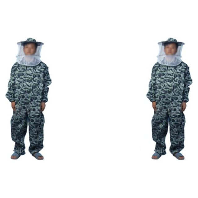 Ruiboury Durable And Essential Gear Beekeeping Suit Lightweight And Universal Easy To Ventilated Jacket For Beekeeper gray camo L 2Set