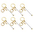 thumbnail image 2 of 6 Pcs Key Chains Gradient Color Bead Lobster Clip Key Storage Stainless No Deformation Pendant DIY Crafts Jewelry Making Gift Golden One Size, 2 of 13