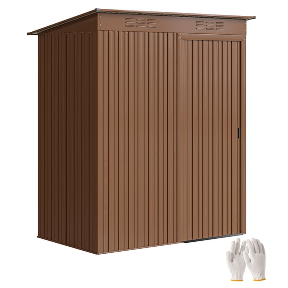 Outsunny Remise de Rangement Extérieure 5,2 Pieds x 3,5 Pieds avec Évents, Brun Pâle
