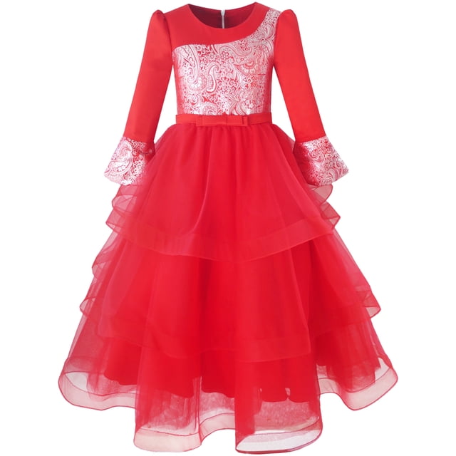 Girls Dress Red Tiered Layers Holiday Party Pageant Dress 8 Years