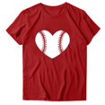 thumbnail image 2 of Meichang T-Shirts Cœur d'Amour de Baseball pour Femmes T-Shirt Graphique Cœur de Baseball Manches Courtes Col Rond Hauts Décontractés Coupe Ample Blouses d'Été pour Jour de Match Rouge P, 2 of 3