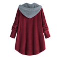 thumbnail image 3 of Womens Cardigan Plus Size Button Plush Tops Hooded Loose Cardigan Wool Coat Winter Jacket Navy Xl, 3 of 3