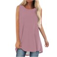 thumbnail image 1 of Timegard Débardeurs Longs pour Femmes Col Rond Sans Manches Couleur Unie Décontracté Ample Haut T-Shirts Basiques Blouse, 1 of 6