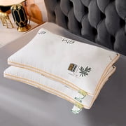 Meitianfacai Hotel-grade Pillow Core Soft and Supportive Down Bed Pillow Suitable for Back Side and Stomach Sleepers Made of Skin-friendly Cotton Fabric(Yellow)