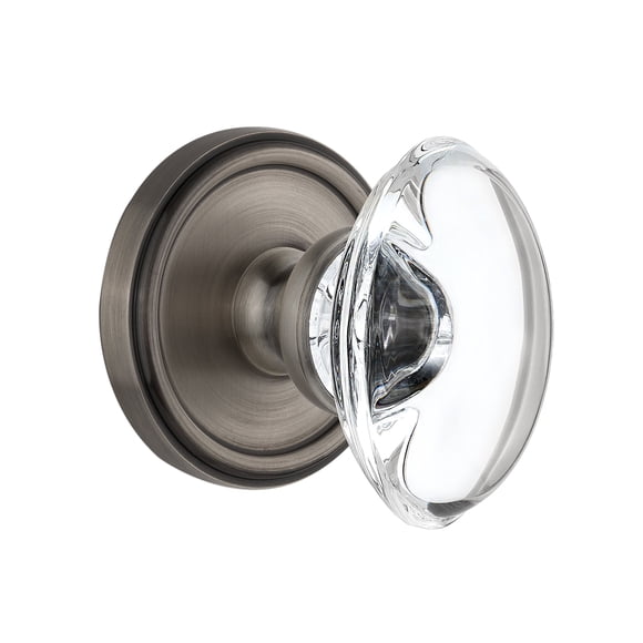 Grandeur 810422 Double Dummy Antique Pewter Georgetown Rosette with Provence Crystal Knob