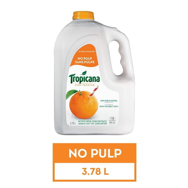 Tropicana 100% Orange Juice - No Pulp, 3.78L