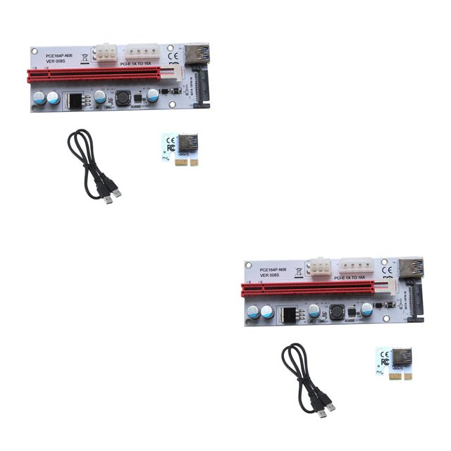 QualitChoice 1x US PCI Riser Board PCI-E 1x to 16x Extender Adapter GPU Riser Card red 2Set