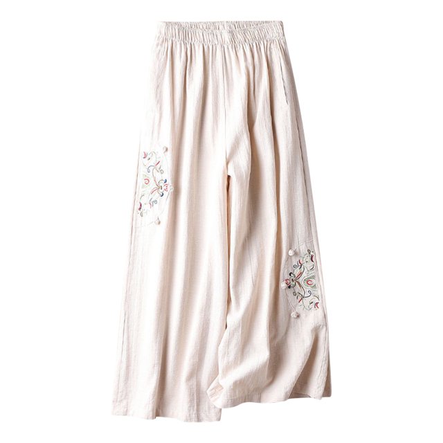 FNFYFH Liquidation Pantalon en Lin et Coton Doux pour Femme Ample