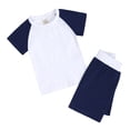 thumbnail image 2 of FAOWME Ensemble de Survêtement 2 Pcs pour Enfants Garçons Filles Été T-Shirt à Manches Courtes Col Rond avec Short Marine 2-3 Ans, 2 of 5