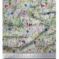 thumbnail image 1 of Soimoi Gray Velvet Fabric Leaves & Floral Decor Fabric Printed BTY 58 Inch Wide, 1 of 3