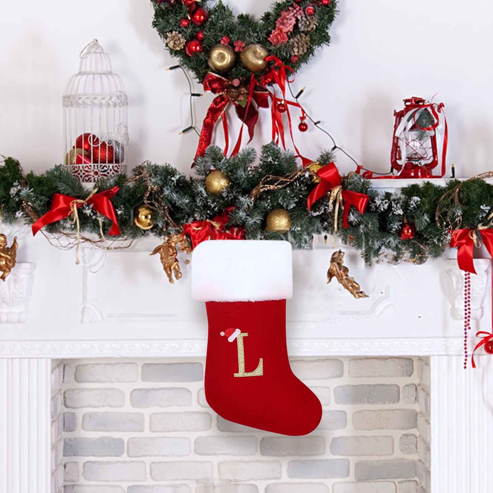 EGNMCR Christmas Decorations, Christmas Gifts Large Personalized Letter Christmas Christmas Tree Decorative Pendant Candy Bag Christmas Scene Dressing Gift Bag stocking stocking