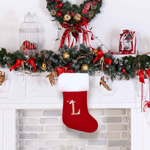 EGNMCR Christmas Decorations, Christmas Gifts Large Personalized Letter Christmas Christmas Tree Decorative Pendant Candy Bag Christmas Scene Dressing Gift Bag stocking stocking