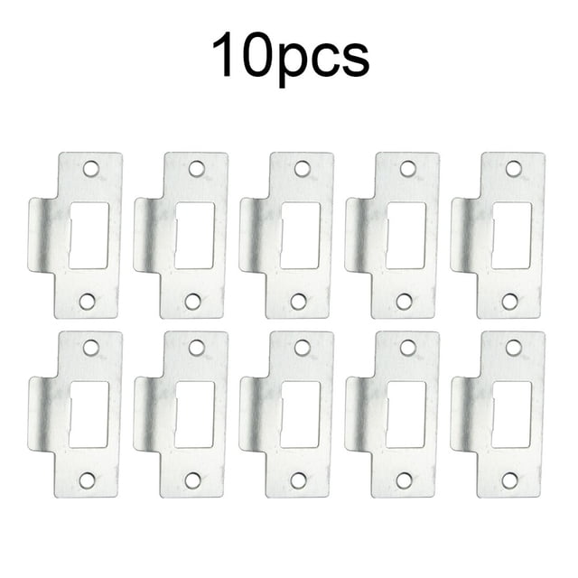 LEFU pour Ensemble de Plaques de Percussion de Remplacement pour Loquet Tubulaire Standard - Percussion de Porte en Acier Inoxydable Plaqué Nickel pour Portes Battantes, Conception Réglable en Deux Pièces, Fini Chrome (Lot de 10, 69x37.5x0.8mm)