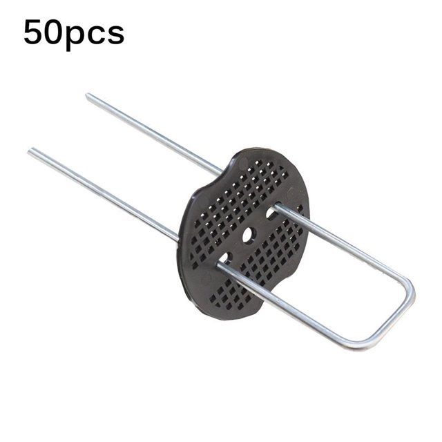 50PCs 8 Inch Silver U-shaped Floor Nail with Gasket Are Suitable for Fixing Various Gardening Protective Covers of Insect-proof Covers Greenhouse Covers