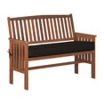 thumbnail image 4 of CorLiving Miramar Hardwood Outdoor Bench with Seat Cushion, High Slatted Back and Armrests, Brown/Black, 4 of 9