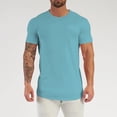 thumbnail image 2 of BOBOGOJP T-Shirts pour Homme à Manches Courtes, Col Rond, Coupe Ample, Hauts Décontractés, Chemise (Bleu Ciel,m), 2 of 3