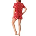 thumbnail image 3 of INSPIRE CHIC Pyjama pour Femme à Manches Courtes, Col à Encoche, Passepoilé, Boutonné, à Pois, Ensemble de Pyjama, Très Petit, Rouge, 3 of 7