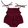 thumbnail image 1 of Newborn Infant Baby Girl Cotton Sling Solid Color Lace Stretch Ruched Jumpsuit Wine Red 0-3 Months, 1 of 9