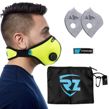RZ Mask M2 Mesh Air Filtration Face Protection Dust Mask with 99.9% Effective Carbon Filters for Woodworking, Construction, X-Large, Safety Green