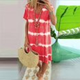 thumbnail image 2 of TJAZFJPA Robe Médiévale Femme Été Mode Décontractée Grande Taille Ample et Confortable Col en V Rayée Imprimée Sans Manches Grande Taille Robe d'Invité de Mariage Vacances pour Femmes Tropicale, 2 of 5