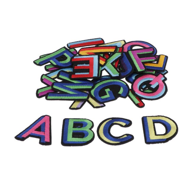 Abbracc 26pcs Couture Broderie Patch Fer sur l'Alphabet Motif Applique Coloré