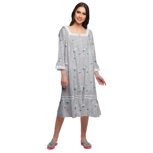 Moomaya Chemise de Nuit Évasée en Coton pour Femmes
