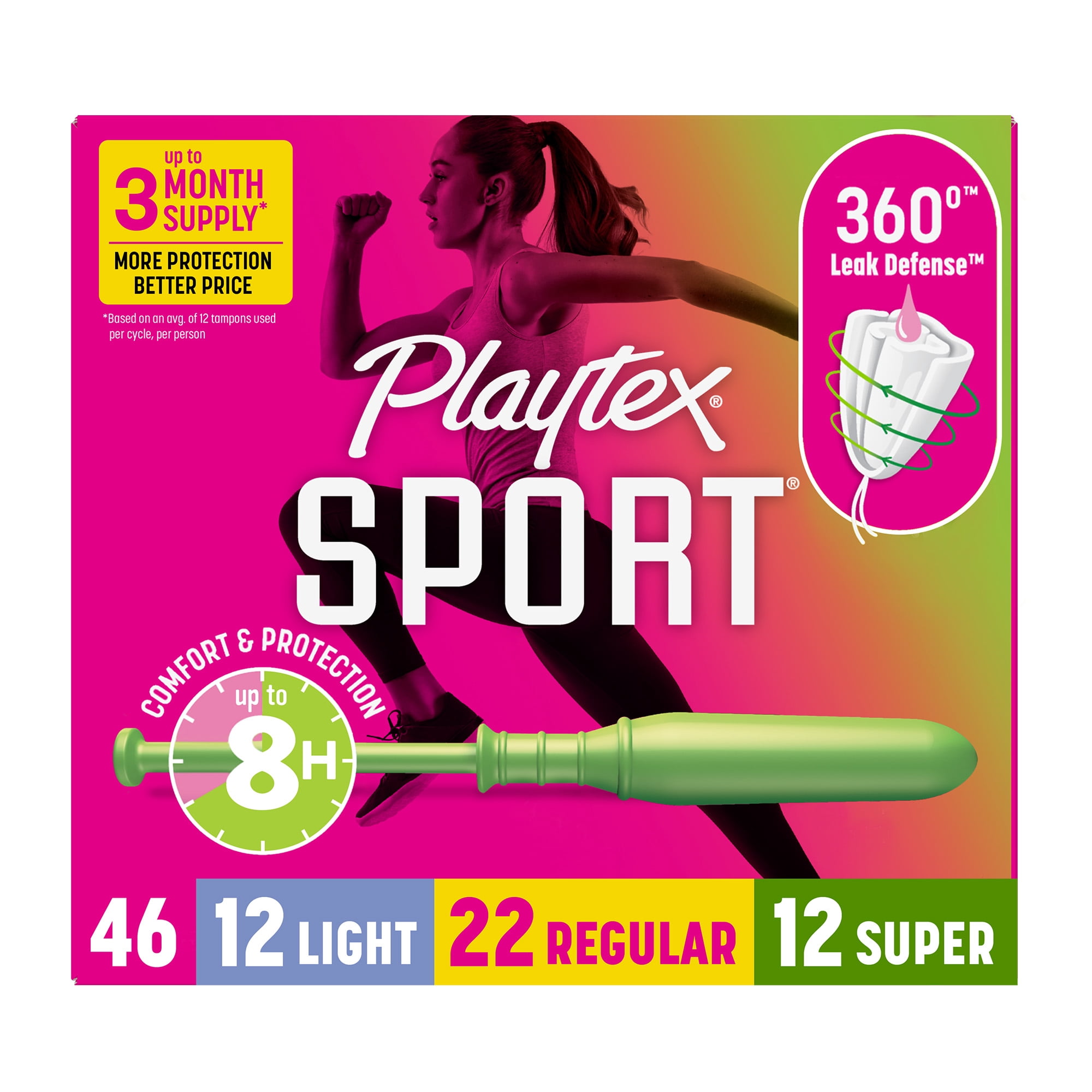 Playtex Sport Jumbo Pack Léger-Régulier-Super 46ct