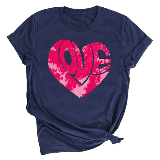 LSLJS T-shirt Imprimé « Lover Love » pour Femme à Col Rond, Manches Courtes, Haut, Cadeaux pour Femmes