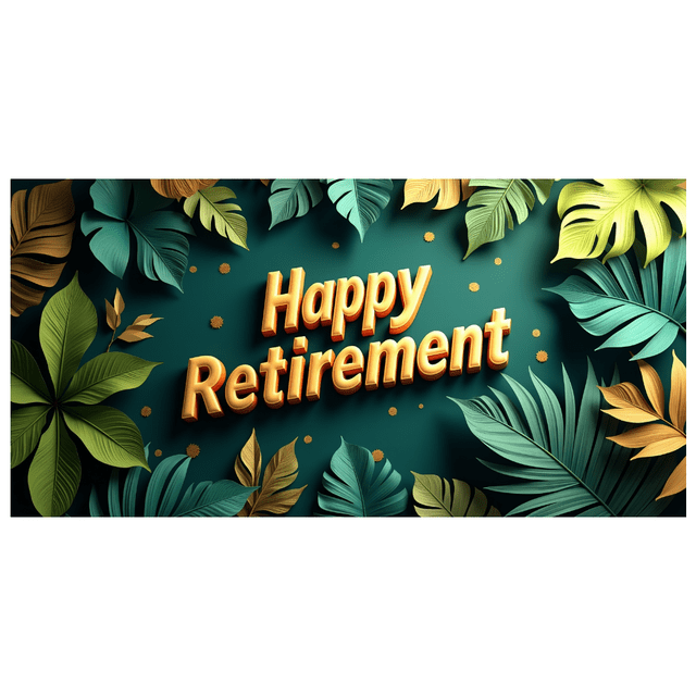 Happy Retirement Banner with Green Leaves Gold Balls and Stars Background Party Decoration for Retirement Parties Photo Backdrop Retirement Celebrations Decor Props