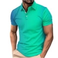 thumbnail image 3 of QATAINLAV Men's Casual Polos Shirt Fashion Gradient Color Print Short Sleeve Golf Shirts Summer Button Laple Work Tees Tops Multicolor XXL Saving Sales, 3 of 6