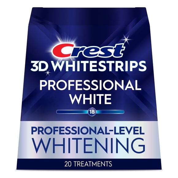 Crest 3D Whitestrips Professional White At-home Teeth Whitening Kit, 20 Treatments, 18 Levels Whiter