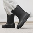 thumbnail image 4 of Black Mens Rain Boots With Solid Color Letter Design Waterproof Low Top Rubber Comfortable For Spring Summer Casual Outdoor Wear Size 42, 4 of 9