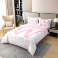 thumbnail image 3 of Erosebridal Housse de Couette Initiale W 100 % Coton Grand Lit, Literie Mignonne à Nœud Papillon Format Grand Lit, Déco de Princesse de Rêve, Réversible 3 Pcs (Sans Couette), 3 of 6