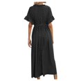 thumbnail image 4 of Drppepioner Robe d'Été pour Femme à Manches Courtes, Robe T-Shirt Décontractée 2024 Fluide de Plage à Col en V, Robes Soleil avec Poches, Mode Femme, Automne, Boutons, Robe à Manches Courtes à Col Rond, Noir, 4 of 5