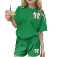 thumbnail image 1 of Robe d'Été à Manches Courtes Haut à Manches Courtes et Short Ensemble Deux Pièces pour Enfants Mignonne Détente d'Été Col Rond, 1 of 6