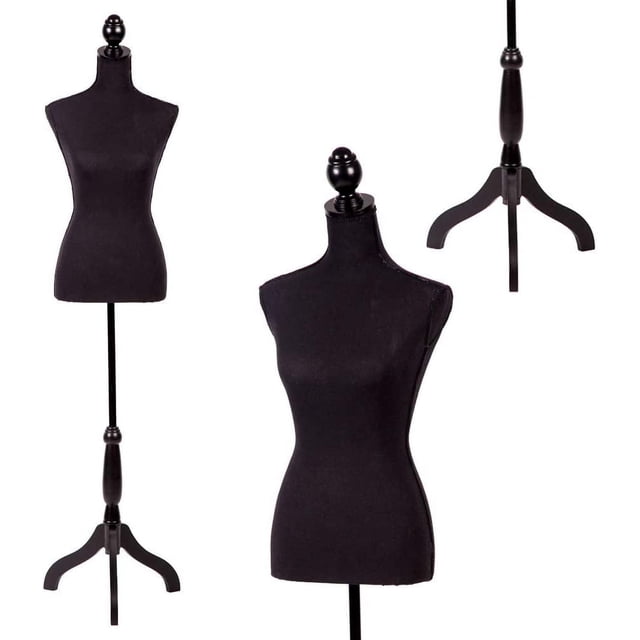 FDW Mannequin Mannequin 60”-67” Hauteur Réglable Modèle de Robe pour Femme Présentoir Torse Corps Trépied Supports de Vêtements en Noir. Présente un Torse Noir Élégant sur un Trépied Robuste, Réglable de 60 à 67 Pouces. Idéal pour le design Mode, les Présentations au Détail et la Photographie. Fabriqué avec une Mousse durable et de l'Acier Inoxydable pour une Utilisation durable.