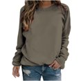 thumbnail image 1 of Yuyuzo 2025 Automne Chandail Sportif Uni pour Femme Décontracté Ample à Col Rond Raglan à Manches Longues Chandail Tunique Hauts Café, 1 of 7