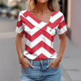 thumbnail image 2 of FAIWAD Women Summer Tops Short Sleeve Irregular V Neck Button T-Shirts Geometric Color Block Print Tees Blouses, 2 of 5