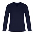 thumbnail image 4 of DPTALR Men Casual Shirt Solid Color Long Sleeve V-Neck Pullover Blouse Tops, 4 of 5