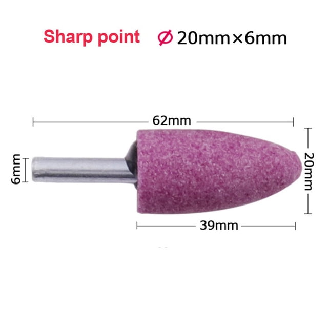 MYG 1pc 6mm Tige Rouge Corindon Conique Tête de Meulage pour le Polissage et l'Enlèvement de la Rouille